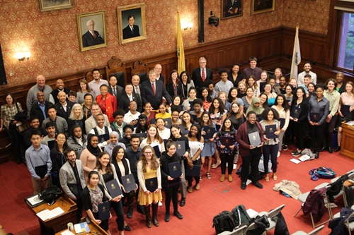 Photo of 2019 City Scholarship Recipients with City Council