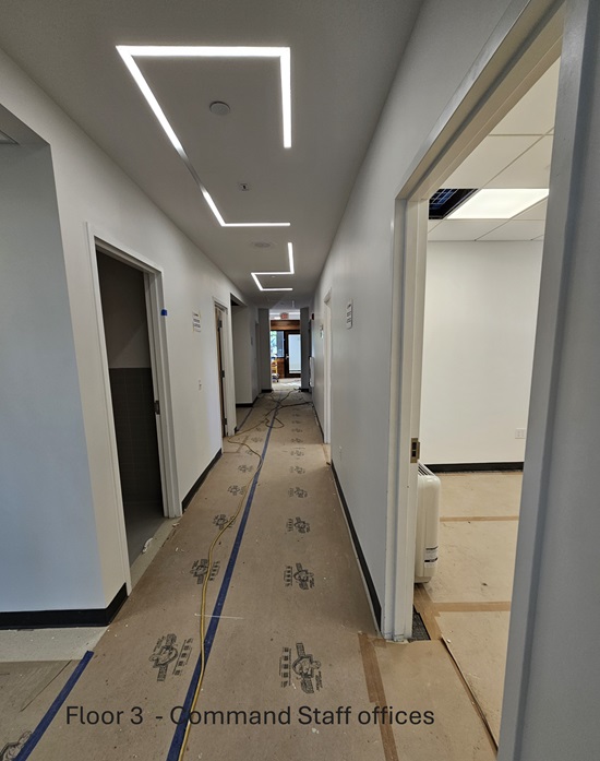 Fire Headquarters construction update June 8, 2026 - floor 3 command staff offices