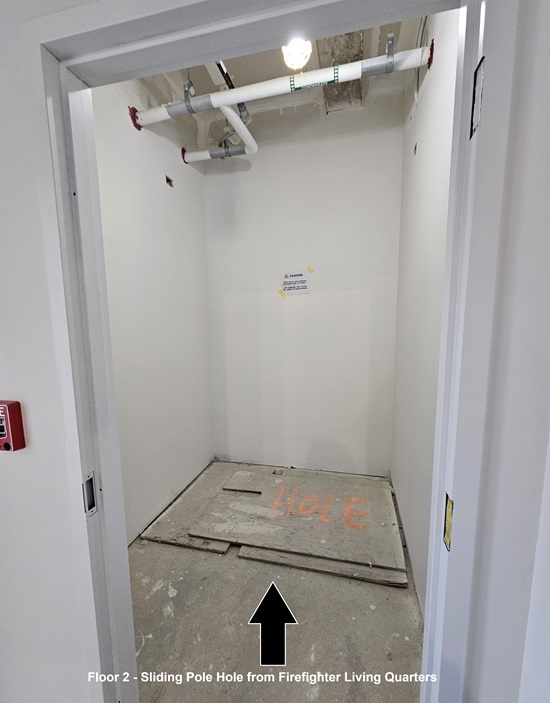 Fire Headquarters Reconstruciton - sliding pole hole from floor 2