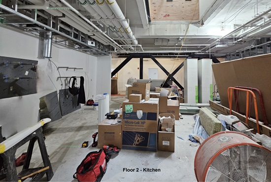 Fire Headquarters Reconstruciton - floor 2 firefighter dining and ready room area