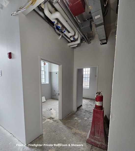 Fire Headquarters Reconstruciton - firefighter living area private rooms and bathrooms - floor 2
