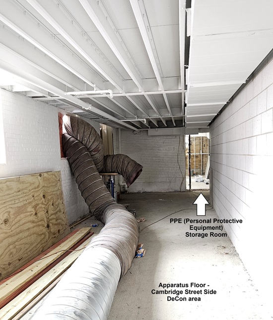 Fire Headquarters Reconstruciton - apparatus floor - decon and PPE storage areas