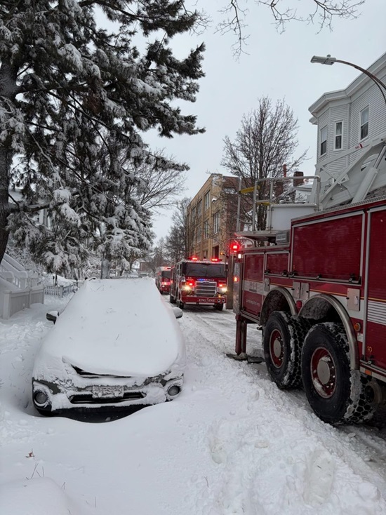 Fie companies on location on Inman Street - Box 413 - during the blizzard of Feb 23, 2026