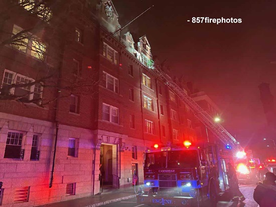 Box 47 - 53 Bow Street - apparatus on street with aerial ladder deployed