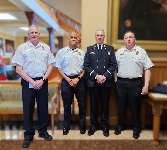 Fire Department Command Staff with LT Morrison receiving the Outstanding City Employee Award 2026