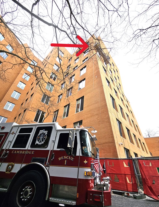 Rescue 1 staged in front of high-rise building with construction workers trapped in a disabled scaffolding - Mar302026