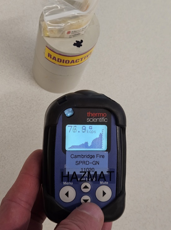 A meter used to detect radiation in the envoronment
