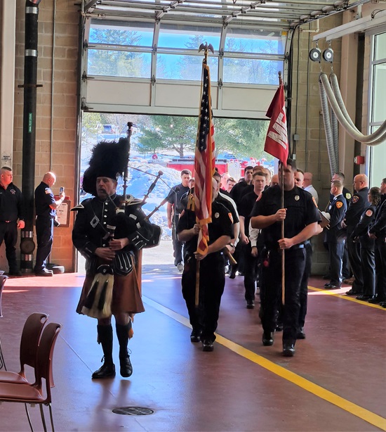 Recruit Firefighter graduation - Feb 10,2026 - bagpiper leading the procession