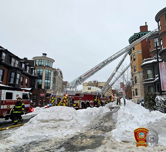 2nd alarm box 2-461 - 1137 Mass Av - view of fire apparatus from Mass Av and Trowbridge Sts