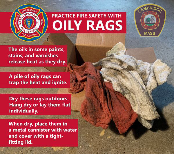 safety poster re spontaneous combustion of oily rags