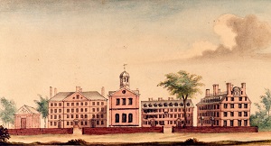 View of Harvard College c 1764 by Du Simitiere