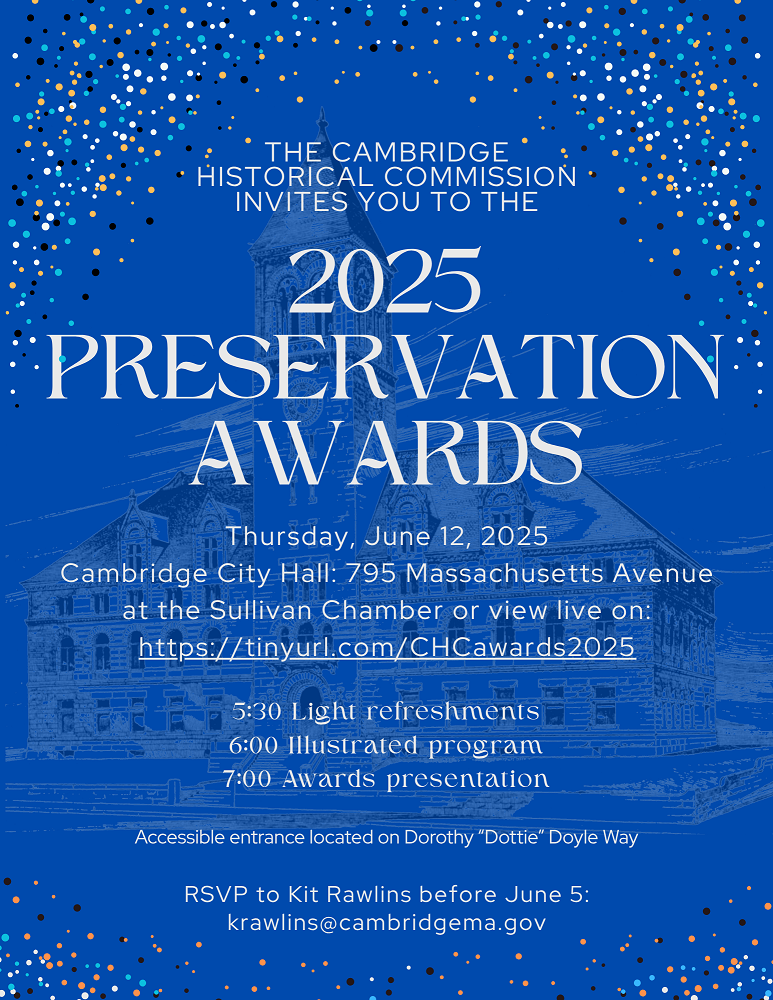 Invitation flyer to Cambridge Preservation Awards 2025