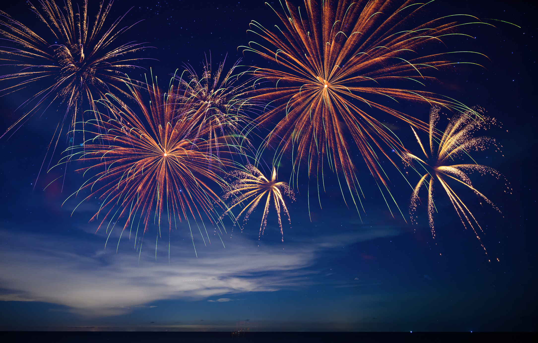 Fireworks over a night sky