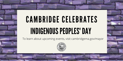 A sign recognizing Indigenous Peoples' Day in Cambridge