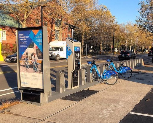 A Blue Bikes docking station