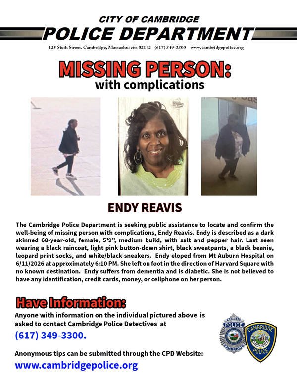 Missing Person Flyer: Endy Reavis