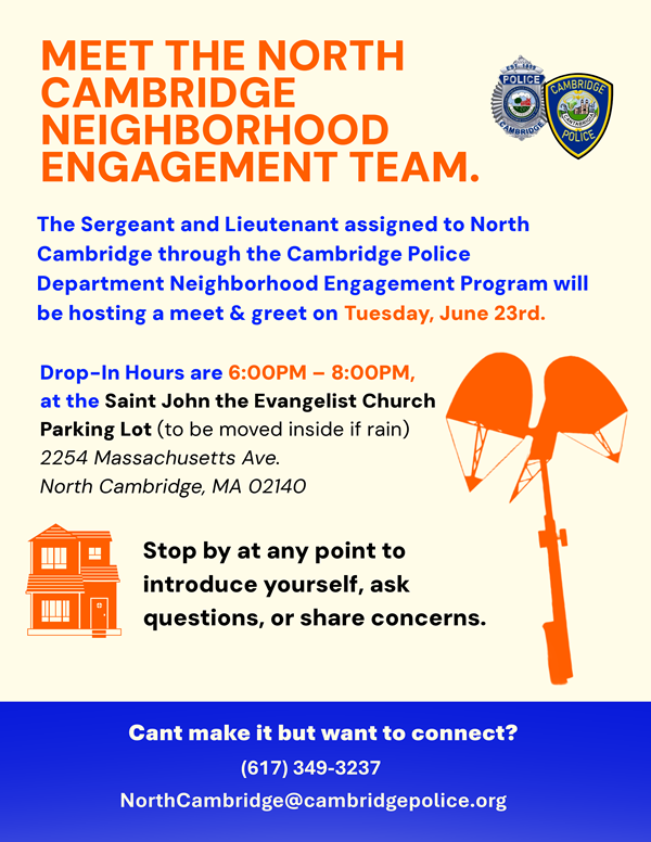 North Cambridge engagement event flyer