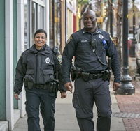 Cambridge Police Officers Walking Inman Square