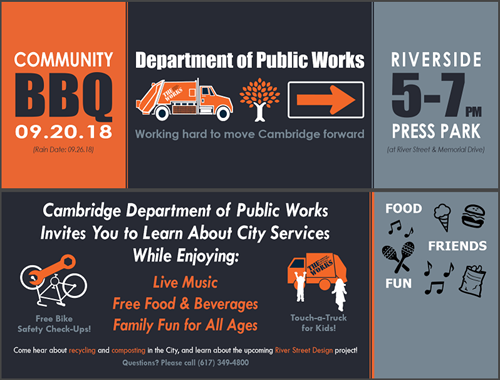 Community BBQ, September 20th, 5PM-7PM, Riverside Press Park