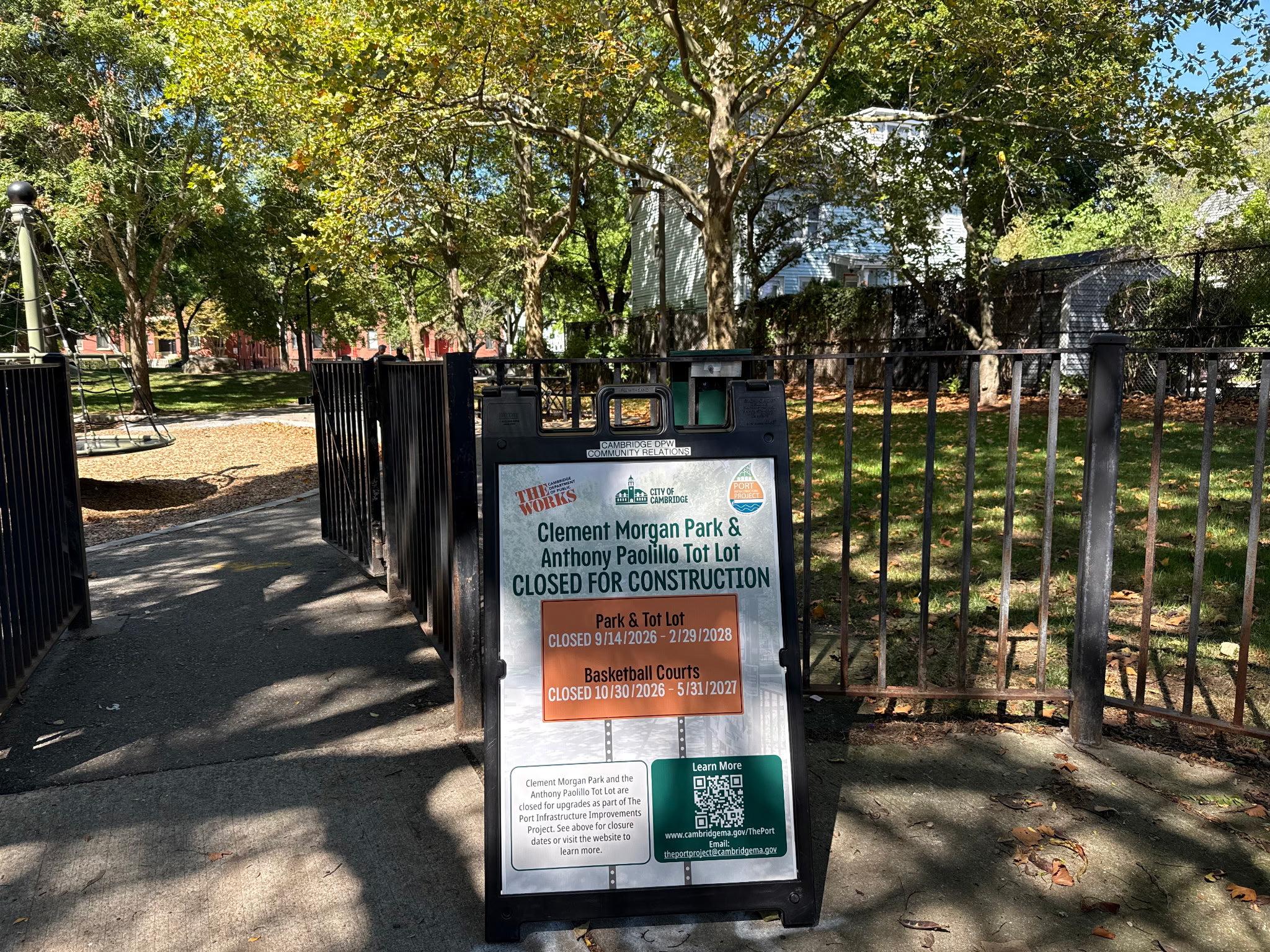 Clement Morgan Park Closure Sign
