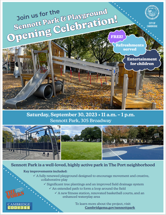 Sennott Park Opening Celebration Flyer