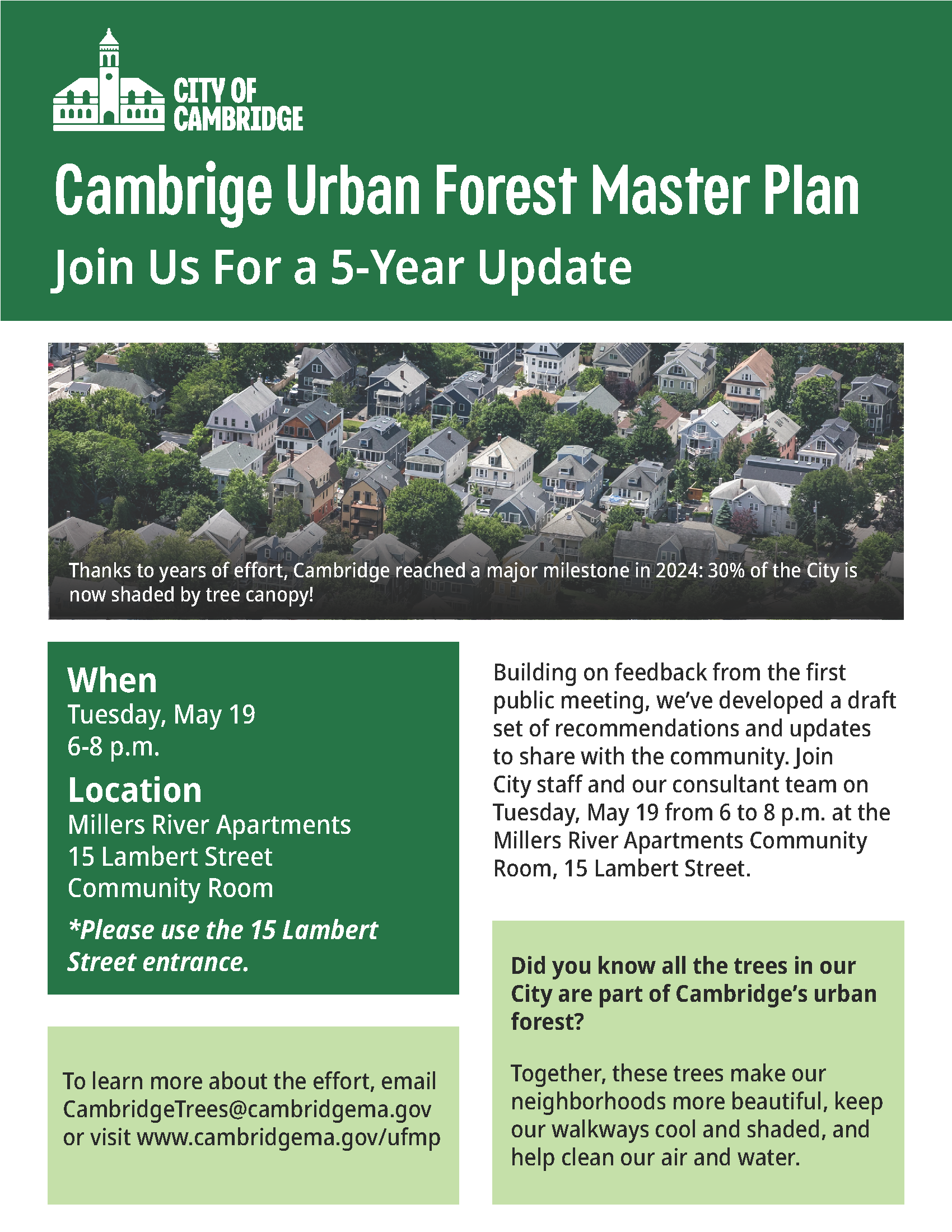 Urban Forest Master Plan Meeting Flyer
