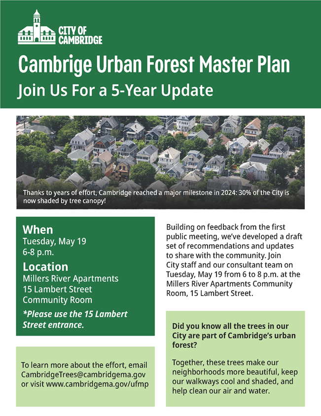 Urban Forest Master Plan Meeting Flyer