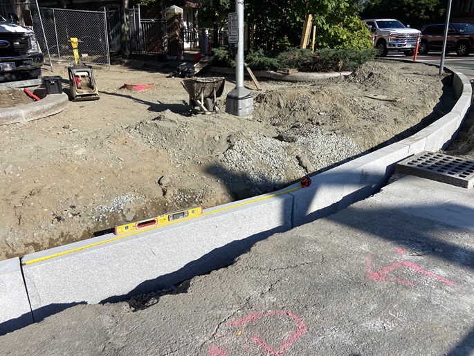 New curb at Cedar St and Mass Ave