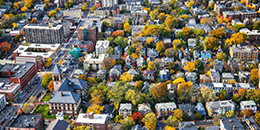 Aerial photo of City Hall and the surrounding area