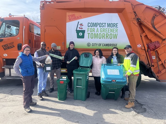 cambridge dpw staff celebrating composting anniversary