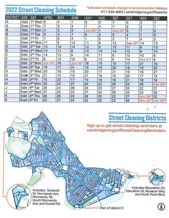Map of Street Cleaning Districts and Schedule