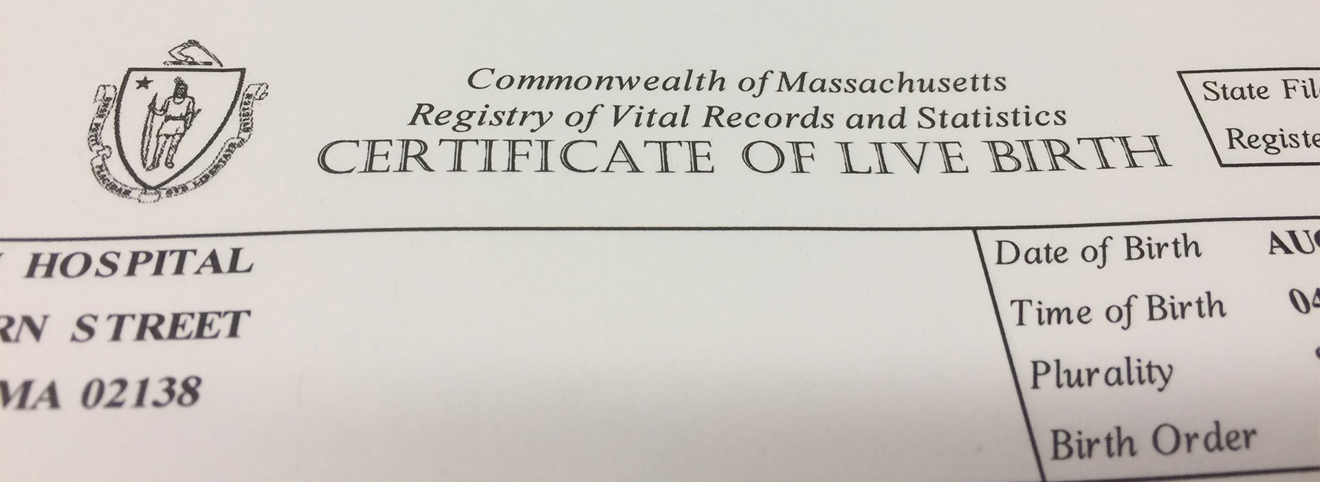 Order A Certified Copy Of A Birth Certificate - City Of Cambridge Ma