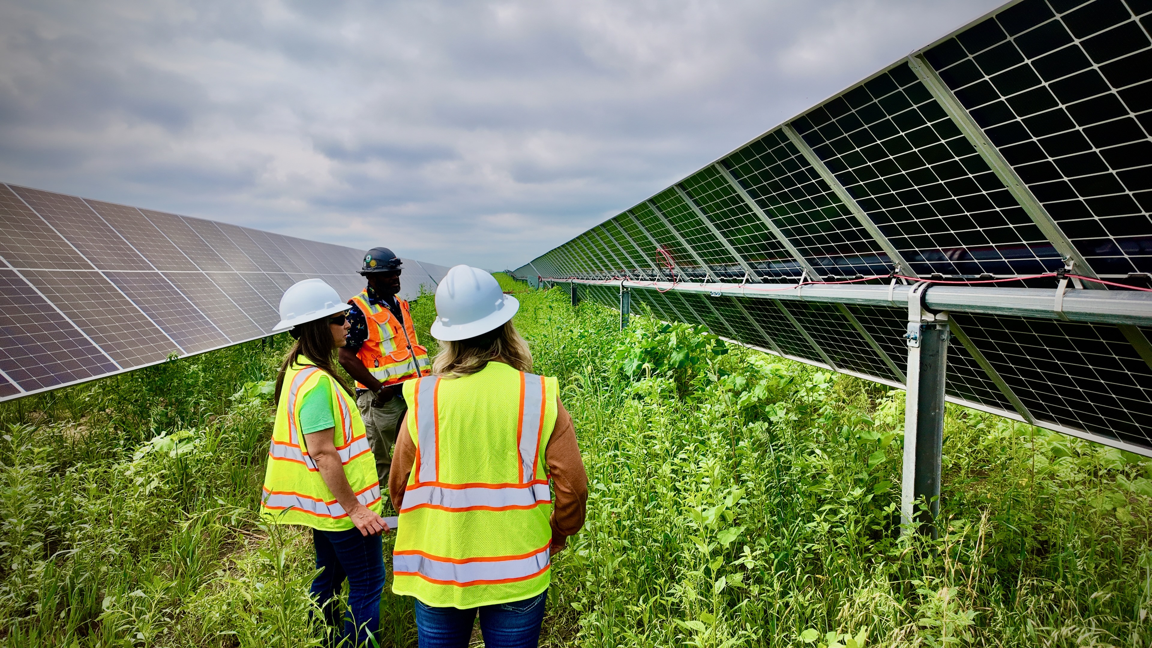 The City of Cambridge's Meghan Shaw tours the Prairie Solar wind farm in Illinois.