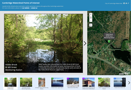 A screenshot of the interactive Cambridge Watershed Points of Interest map