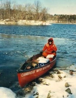 CWD staff member taking water quality samples in the late 1990's.