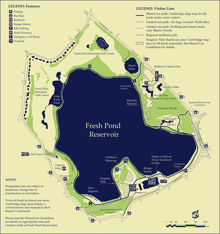 An image of Fresh Pond Reservation's trail map