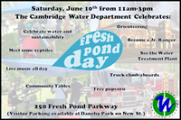 An Advertisement stating that Fresh Pond Day 2023 will be on Saturday, June 10th form 11am to 3pm