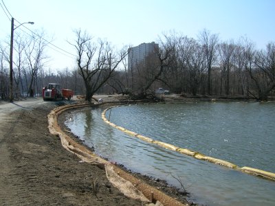 Southeast corner of Little Fresh Pond during construction.