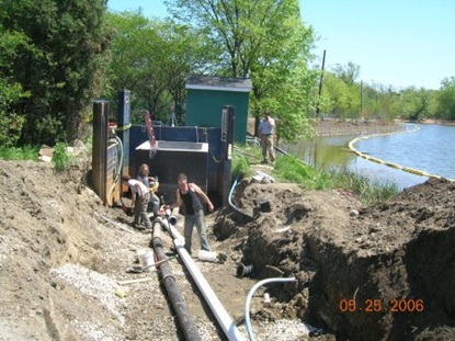 Irrigation and drainage pipe installation.