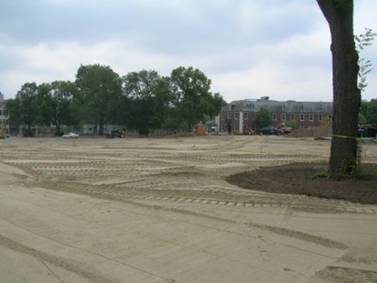 Sand filled over soccer field.