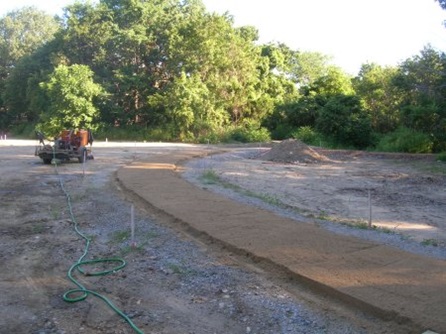Stabilized aggregate placed on pathways.