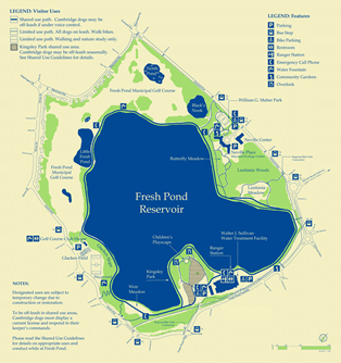 A map of Fresh Pond Reservation's trails