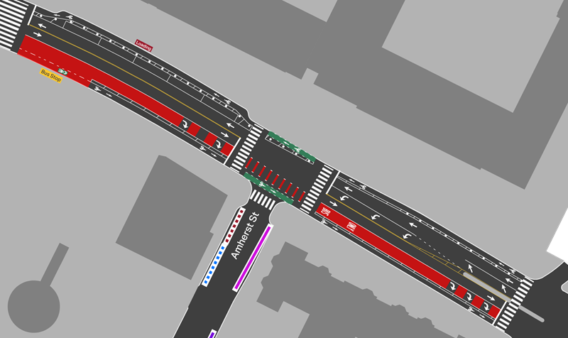 Plan drawing of Massachusetts Avenue from mid-block Crosswalk at 77 Mass Ave to Memorial Drive