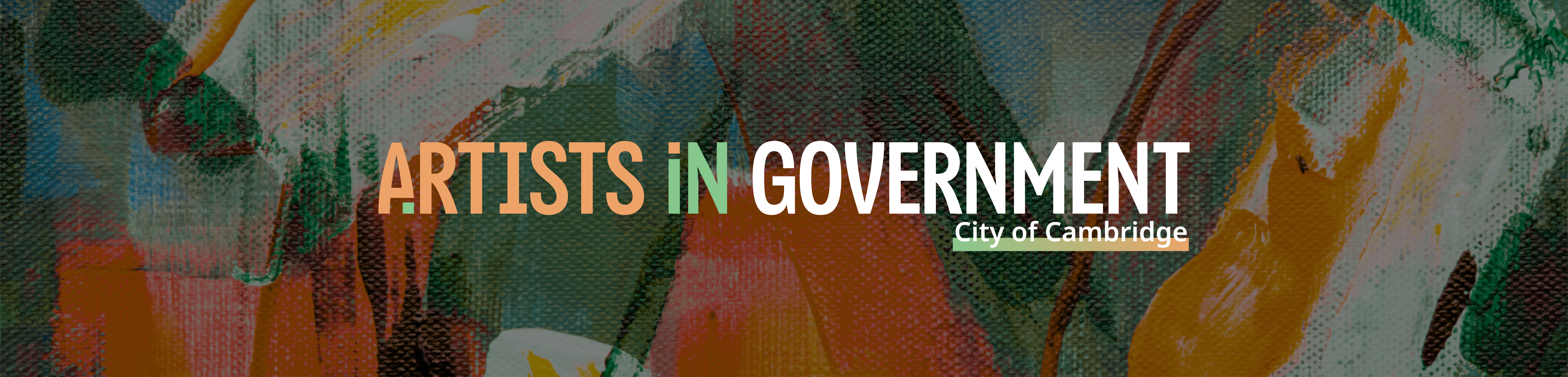 Banner with a painting as background and the title artists in government