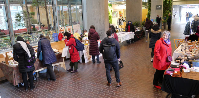 Crowd at Cambridge Arts Holiday Art Market, December 2022.