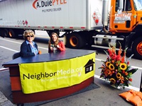 NeighborMedia conducting an interview at PARKing Day 2014