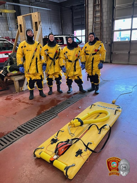 Ice rescue mustang suits.