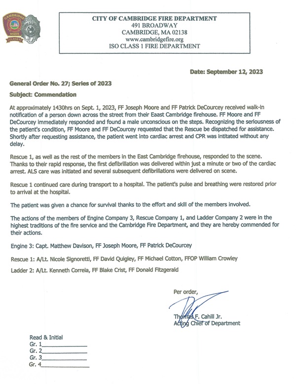 Commendation GO27 of 2023