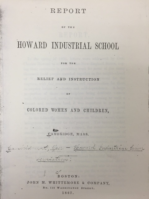 Report of the Howard Industrial School, 1867