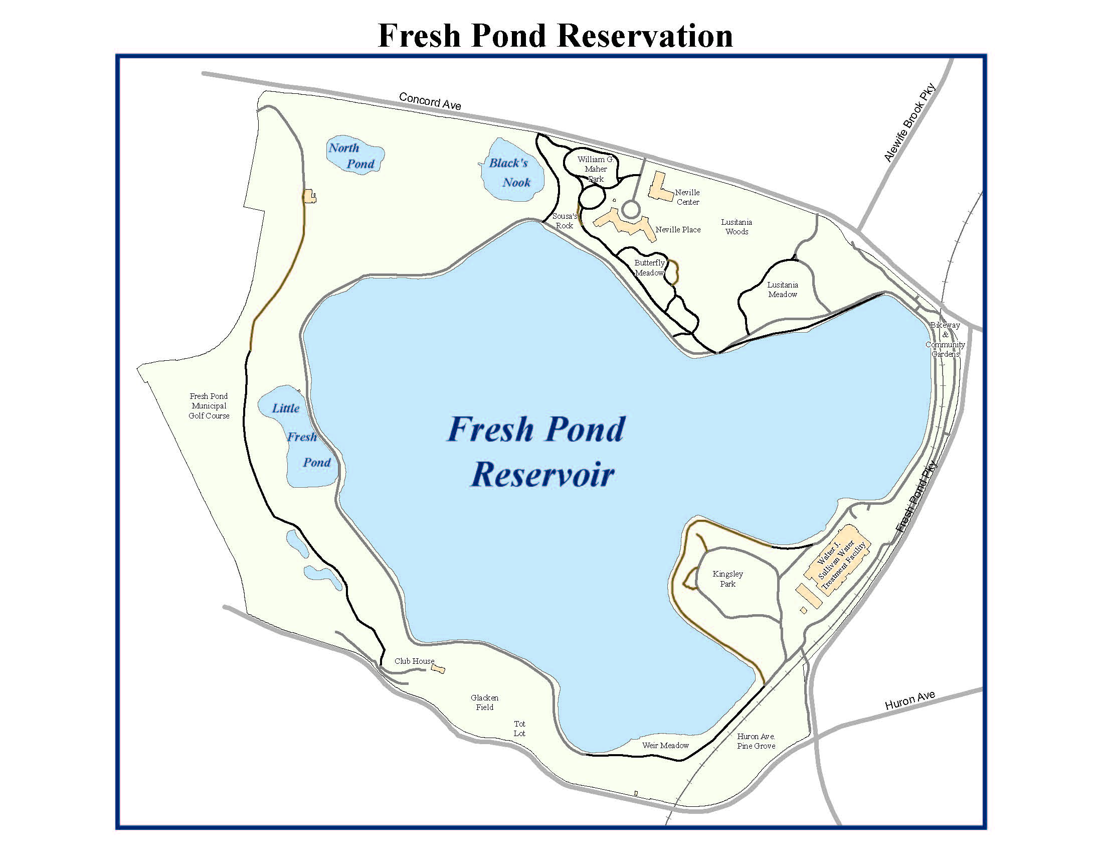 Fresh Pond Reservation Trail Map Water City of Cambridge, Massachusetts